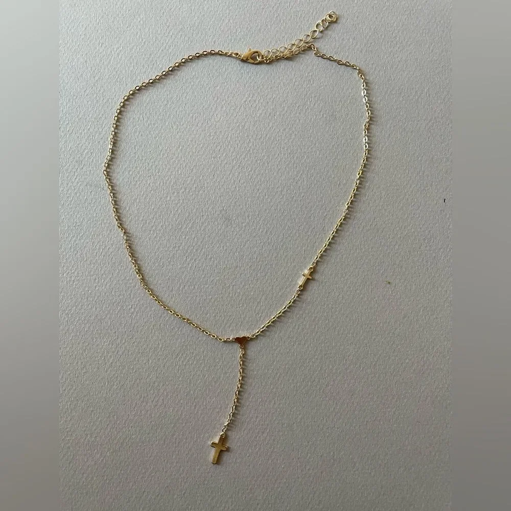 Delicate Cross & Heart Y-Necklace N1313 - Picture 5 of 6